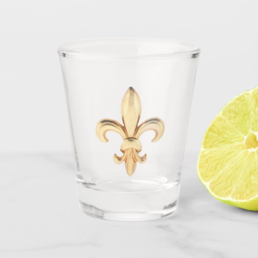 Gold Fleur De Lis 1 Shot Glas (Voorkant)