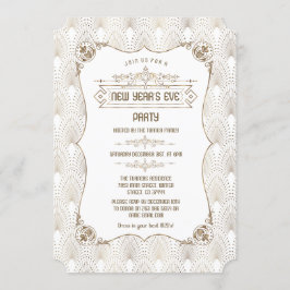 Gold Fleur-de-lis Art Deco Nieuwjaar Eve Party Kaart