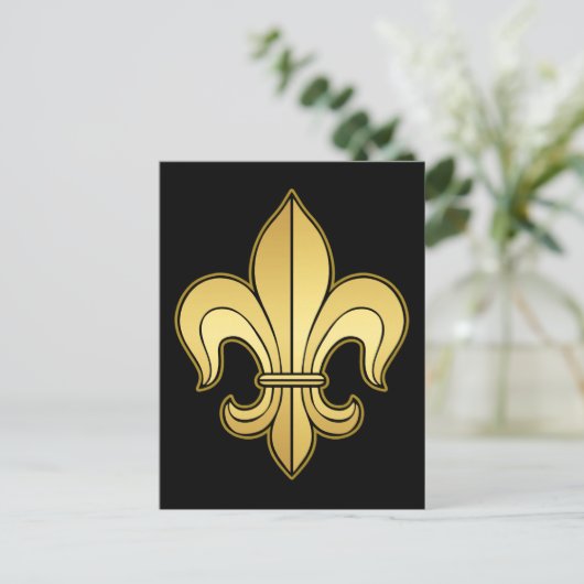Gold Fleur de lis Briefkaart (Staand voorkant)