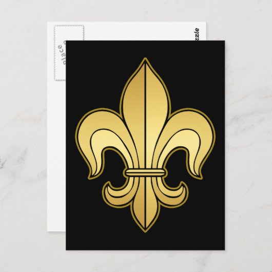Gold Fleur de lis Briefkaart (Voorkant / Achterkant)