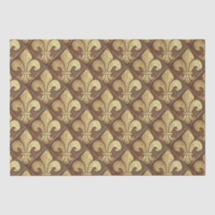 Gold Fleur de Lis Brown Diamond Tissuepapier