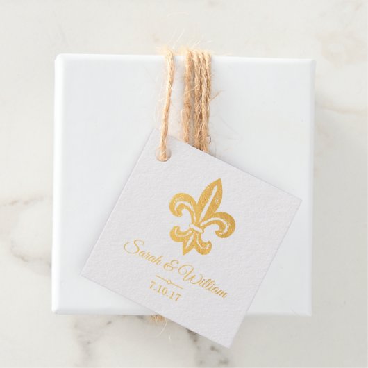 Gold Fleur de Lis Bruiloft Dank u Bedankjes Labels (Met doos)