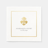 Gold Fleur de Lis Damask Persoonlijke bruiloft Servet (Voorkant)