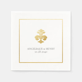 Gold Fleur de Lis Damask Persoonlijke bruiloft Servet