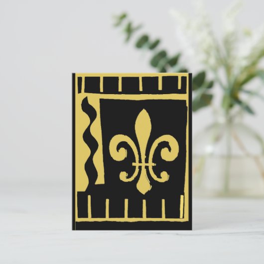 Gold Fleur De Lis, de groeten van het seizoen Feestdagenkaart (Staand voorkant)