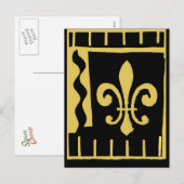 Gold Fleur De Lis, de groeten van het seizoen Feestdagenkaart (Voorkant / Achterkant)