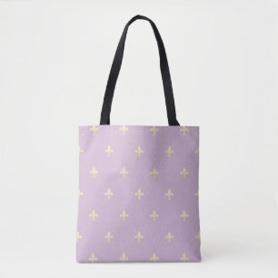 Gold Fleur-de-Lis Dusky Lila Tote Bag