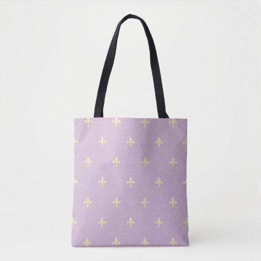 Gold Fleur-de-Lis Dusky Lila Tote Bag (Voorkant)