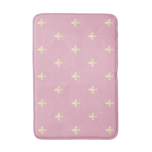 Gold Fleur-de-Lis Dusky Pink Badmat (Voorkant Verticaal)