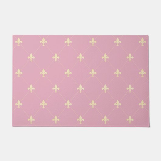 Gold Fleur-de-Lis Dusky Pink Deurmat (Voorkant)