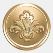 Gold Fleur de Lis Envelope Seal Ronde Sticker (Voorkant)