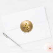 Gold Fleur de Lis Envelope Seal Ronde Sticker (Envelop)