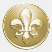 Gold Fleur de Lis Envelope-zegel met reliëfdruk Ronde Sticker (Voorkant)