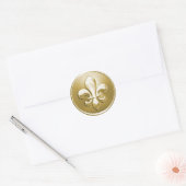 Gold Fleur de Lis Envelope-zegel met reliëfdruk Ronde Sticker (Envelop)