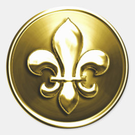 Gold Fleur de Lis Envelope-zegel met reliëfdruk Ronde Sticker