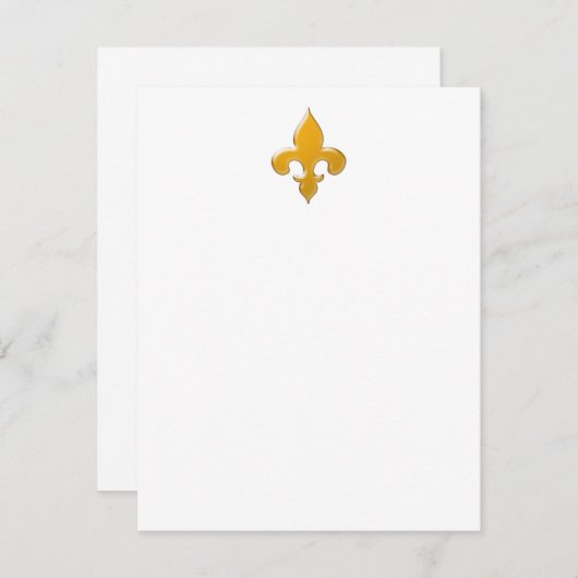 Gold Fleur de Lis Flat Note-kaarten Kaart (Voorkant / Achterkant)