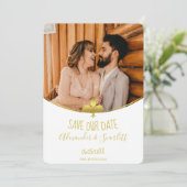 Gold Fleur de Lis-foto bewaart de datum aankondigi Aankondiging (Staand voorkant)