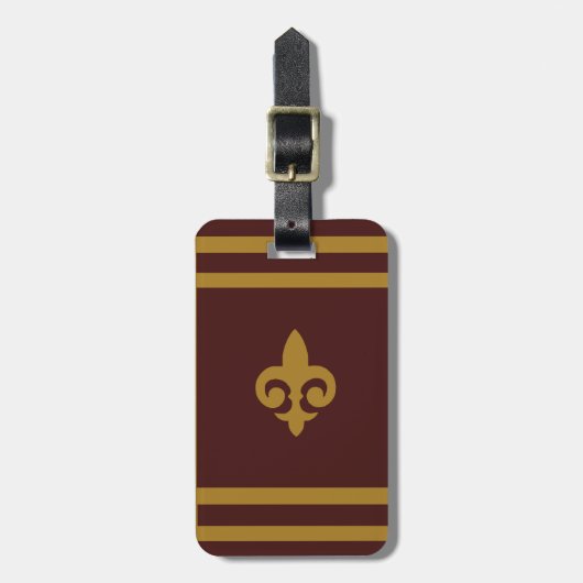 Gold Fleur-de-lis-gepersonaliseerd Bagagelabel (Voorkant verticaal)