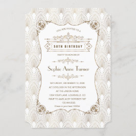 Gold Fleur-de-lis Great Gatsby 20s 50th Birthday Kaart