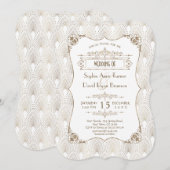 Gold Fleur-de-lis Great Gatsby 20s Style Wedding Kaart (Voorkant / Achterkant)