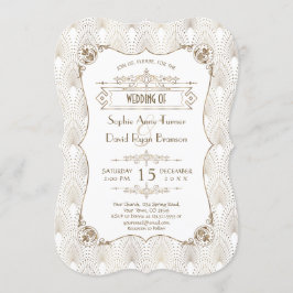 Gold Fleur-de-lis Great Gatsby 20s Style Wedding Kaart
