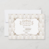 Gold Fleur-de-lis Great Gatsby 20s Style Wedding RSVP Kaartje (Achterkant)