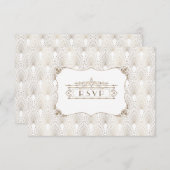 Gold Fleur-de-lis Great Gatsby 20s Style Wedding RSVP Kaartje (Voorkant / Achterkant)