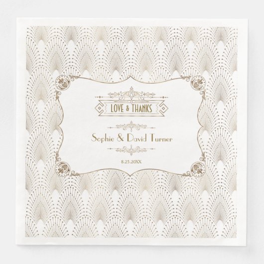 Gold Fleur-de-lis Great Gatsby 20s Style Wedding Servet (Voorkant)