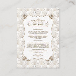 Gold Fleur-de-lis Great Gatsby 20s Wedding Details Informatiekaartje
