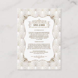 Gold Fleur-de-lis Great Gatsby 20s Wedding Details Informatiekaartje