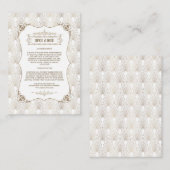 Gold Fleur-de-lis Great Gatsby 20s Wedding Details Informatiekaartje (Voorkant / Achterkant)