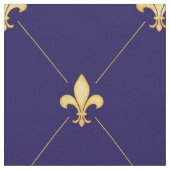 Gold Fleur-de-Lis (grootschalig) Midnight Blue Stof (Close Up)