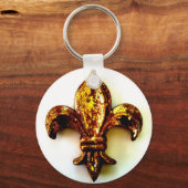 GOLD FLEUR DE LIS HOOGSTE CONTRASTAFDRUKKING SLEUTELHANGER (Voorkant)
