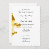 Gold Fleur de Lis Huwelijksuitnodiging Kaart (Voorkant / Achterkant)