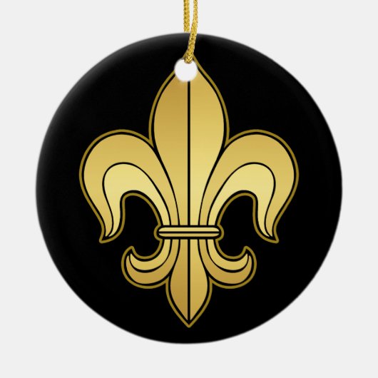 Gold Fleur de lis Keramisch Ornament (Voorkant)