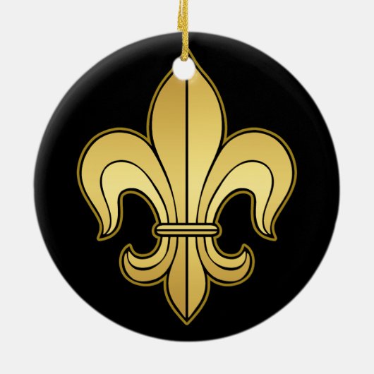 Gold Fleur de lis Keramisch Ornament (Achterkant)
