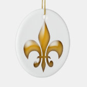 Gold Fleur de Lis-kerst Keramisch Ornament (Rechts)
