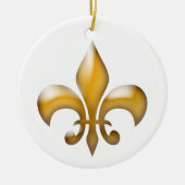 Gold Fleur de Lis-kerst Keramisch Ornament (Voorkant)