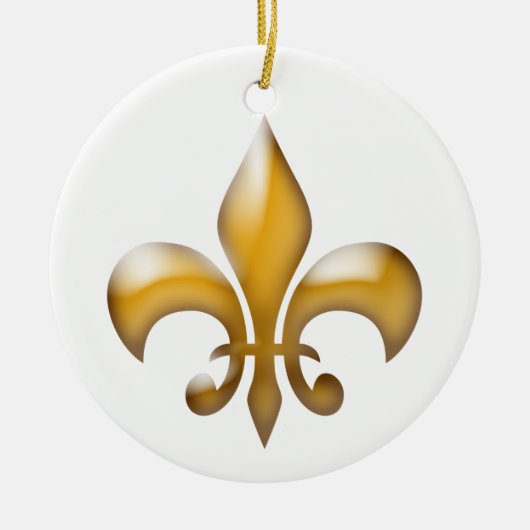 Gold Fleur de Lis-kerst Keramisch Ornament (Voorkant)
