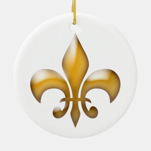 Gold Fleur de Lis-kerst Keramisch Ornament (Achterkant)