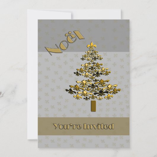 Gold Fleur de Lis - kerstboomfeest Kaart (Voorkant)