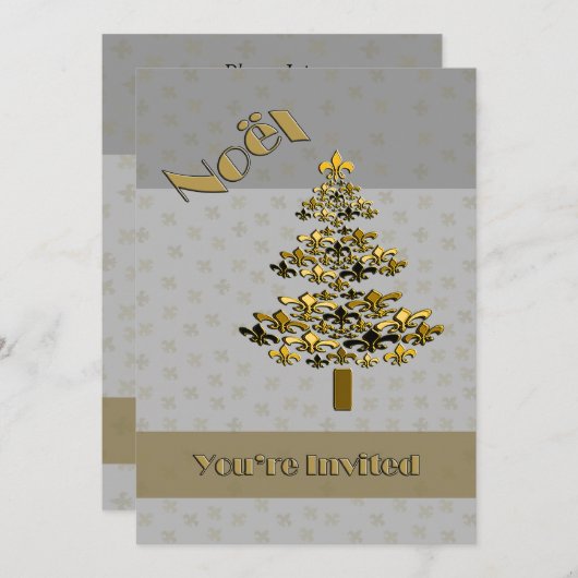 Gold Fleur de Lis - kerstboomfeest Kaart (Voorkant / Achterkant)