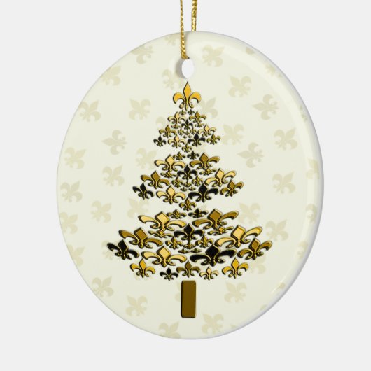 Gold Fleur de Lis-kerstboomversiering Keramisch Ornament (Links)