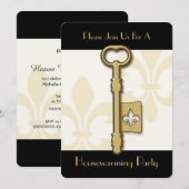 Gold Fleur de Lis Key House Warming Kaart (Voorkant / Achterkant)
