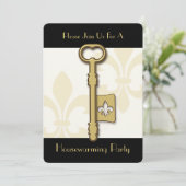 Gold Fleur de Lis Key House Warming Kaart (Staand voorkant)