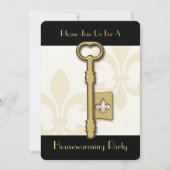 Gold Fleur de Lis Key House Warming Kaart (Voorkant)