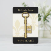 Gold Fleur de Lis Key Moving Announge Aankondiging (Staand voorkant)