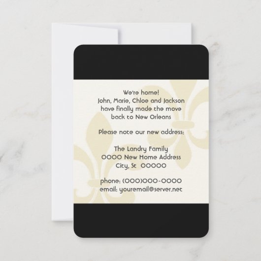 Gold Fleur de Lis Key Moving Announge Aankondiging (Achterkant)