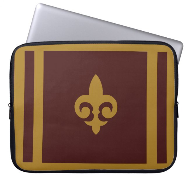 Gold Fleur-de-lis Laptop Sleeve (Voorkant)
