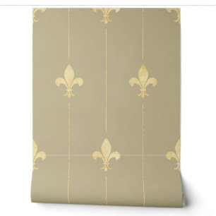 Gold Fleur-de-Lis Latte Behang